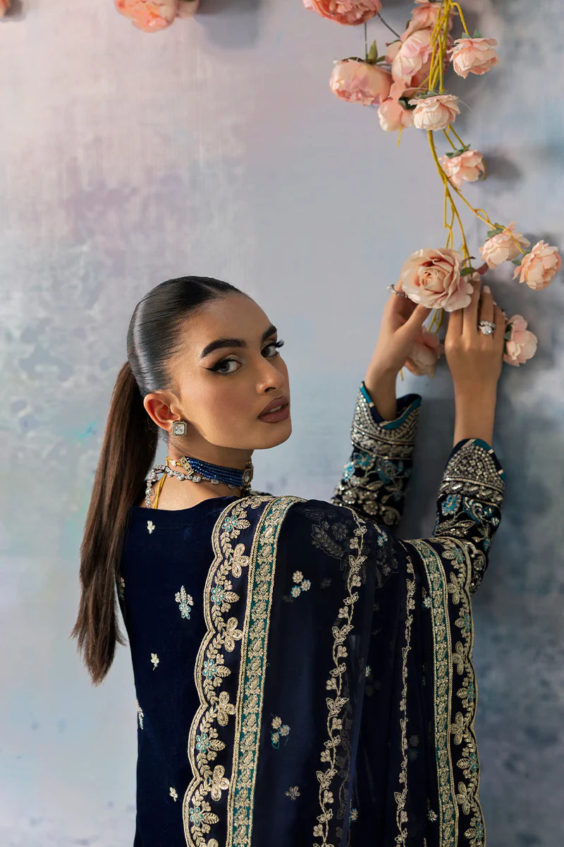 Shop GULAAL Velvet Formals AZURE at Raz Ruya! Huge discounts on luxury Pakistani designer wear. Fast delivery to UK, USA & Canada. End-of-Year & New Year Sale!