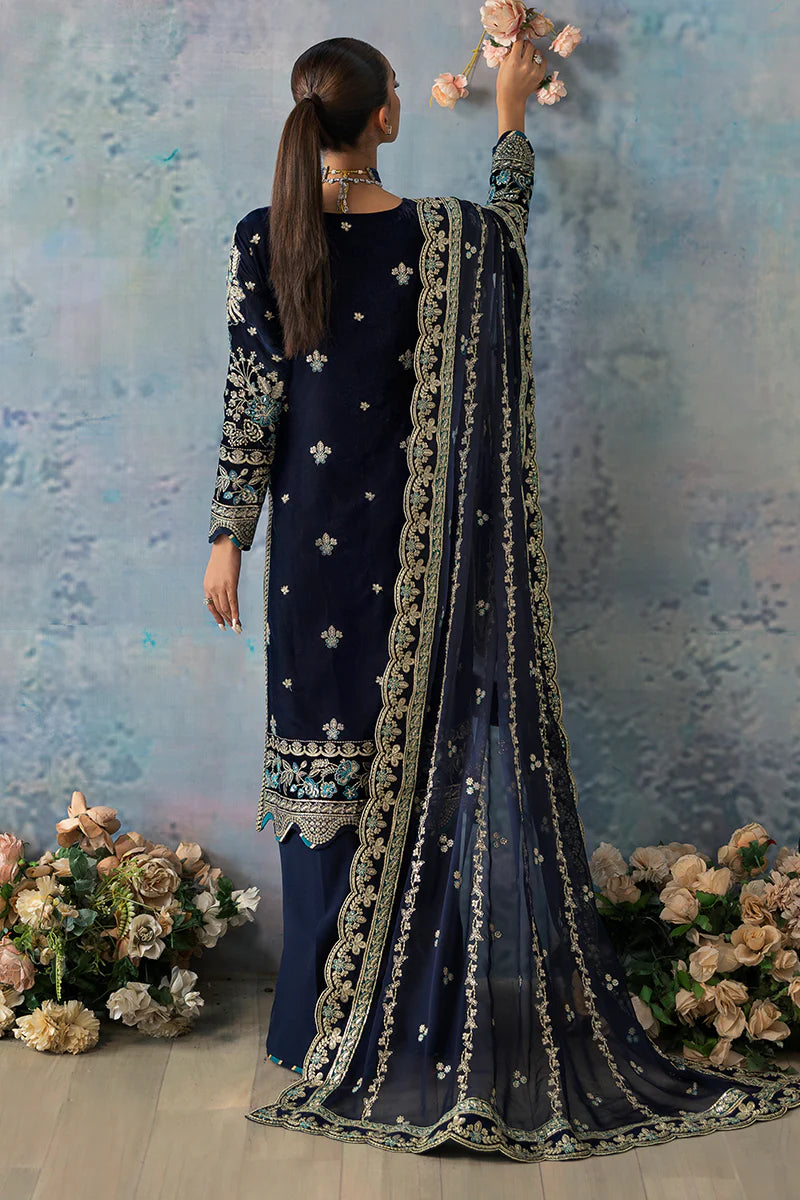 Shop GULAAL Velvet Formals AZURE at Raz Ruya! Huge discounts on luxury Pakistani designer wear. Fast delivery to UK, USA & Canada. End-of-Year & New Year Sale!