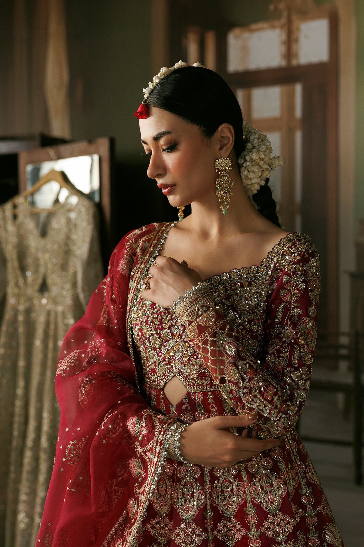 Afrozeh Virsa floral embroidery and embellishment close-up