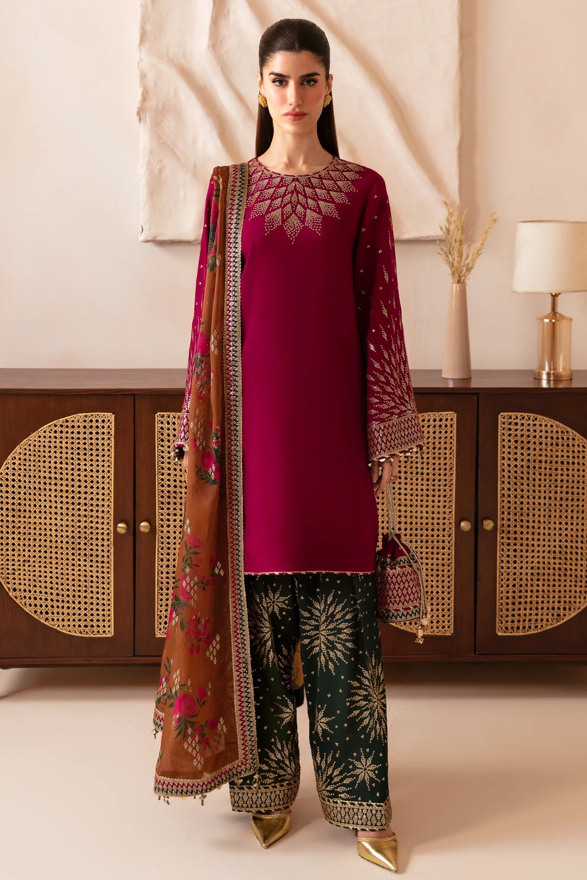 PREMIUM EMBROIDERED RAW SILK UR-7038