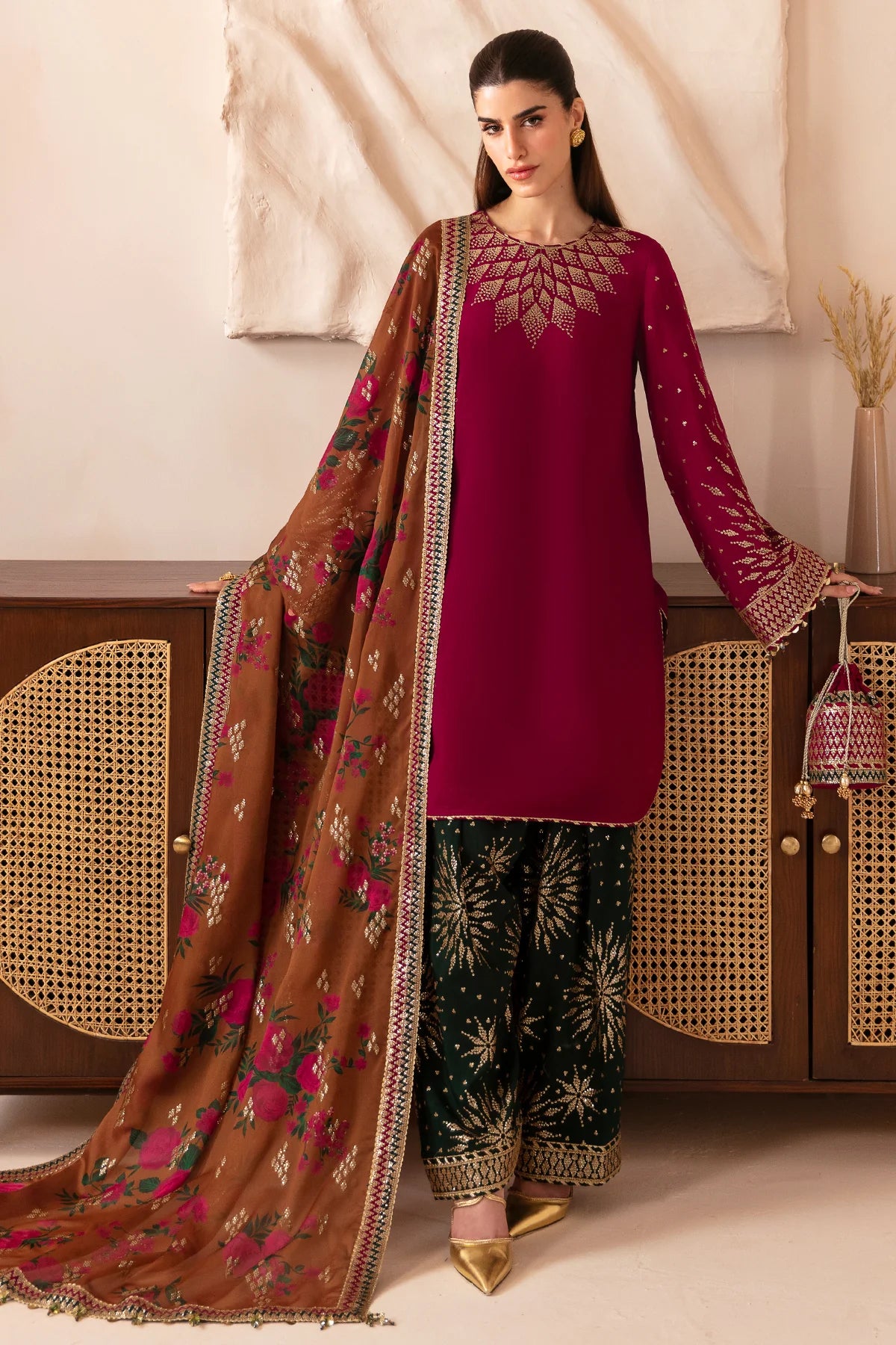 PREMIUM EMBROIDERED RAW SILK UR-7038