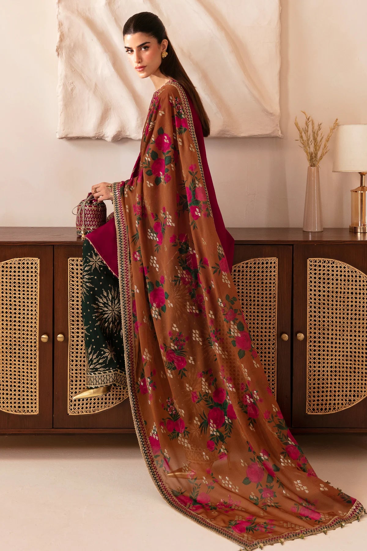 PREMIUM EMBROIDERED RAW SILK UR-7038