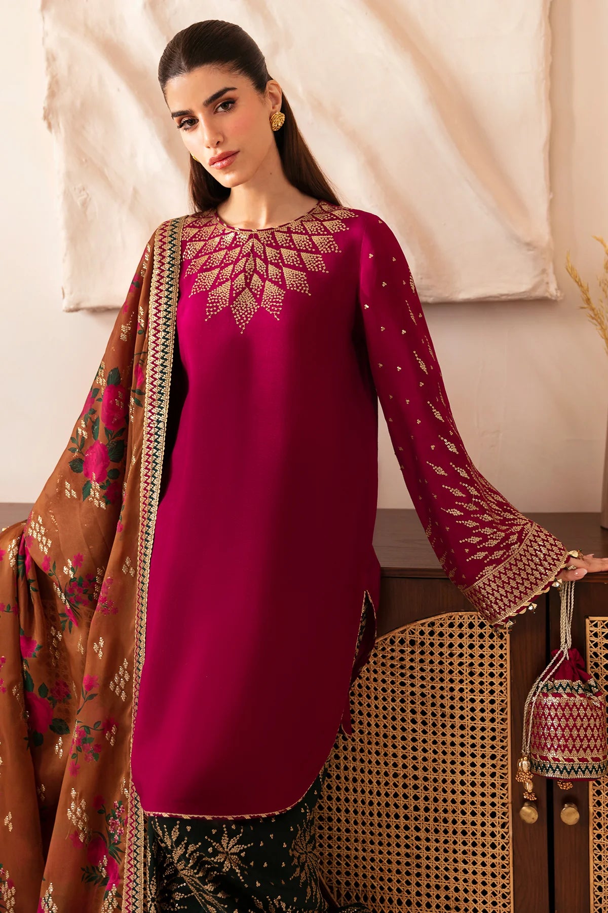 PREMIUM EMBROIDERED RAW SILK UR-7038