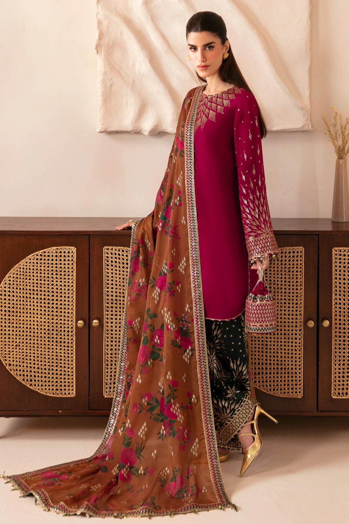 PREMIUM EMBROIDERED RAW SILK UR-7038