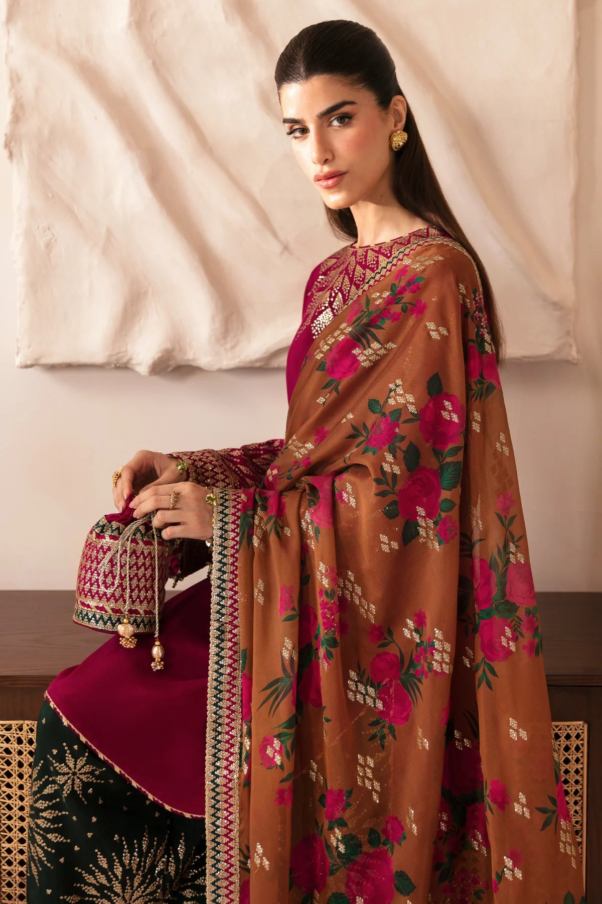 PREMIUM EMBROIDERED RAW SILK UR-7038