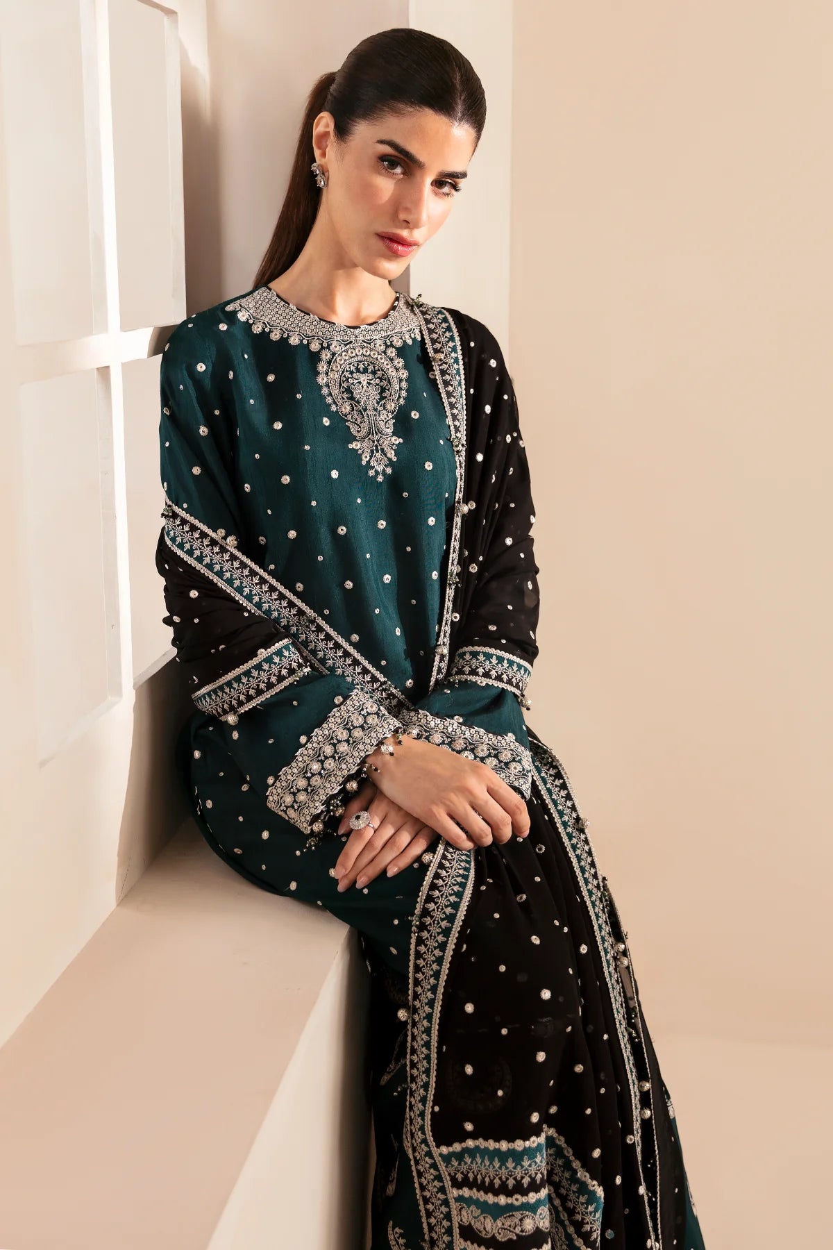 PREMIUM EMBROIDERED RAW SILK UR-7035