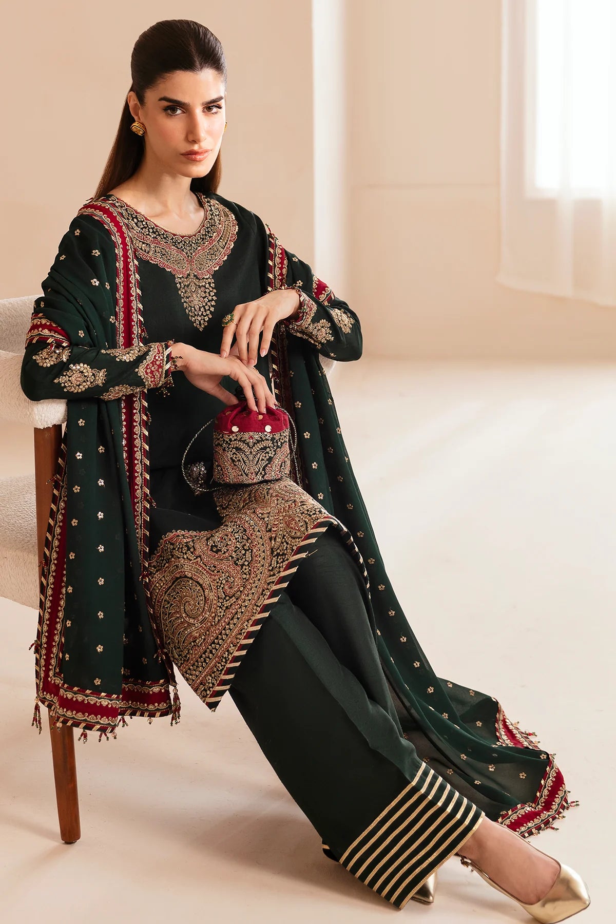 PREMIUM EMBROIDERED RAW SILK UR-7036