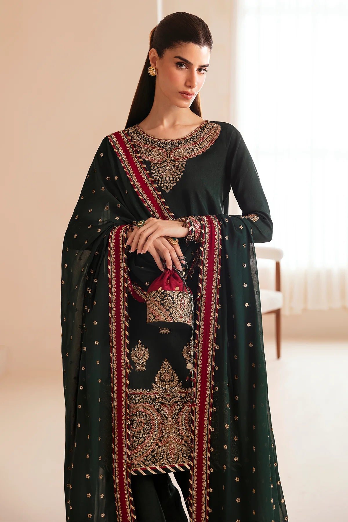 PREMIUM EMBROIDERED RAW SILK UR-7036