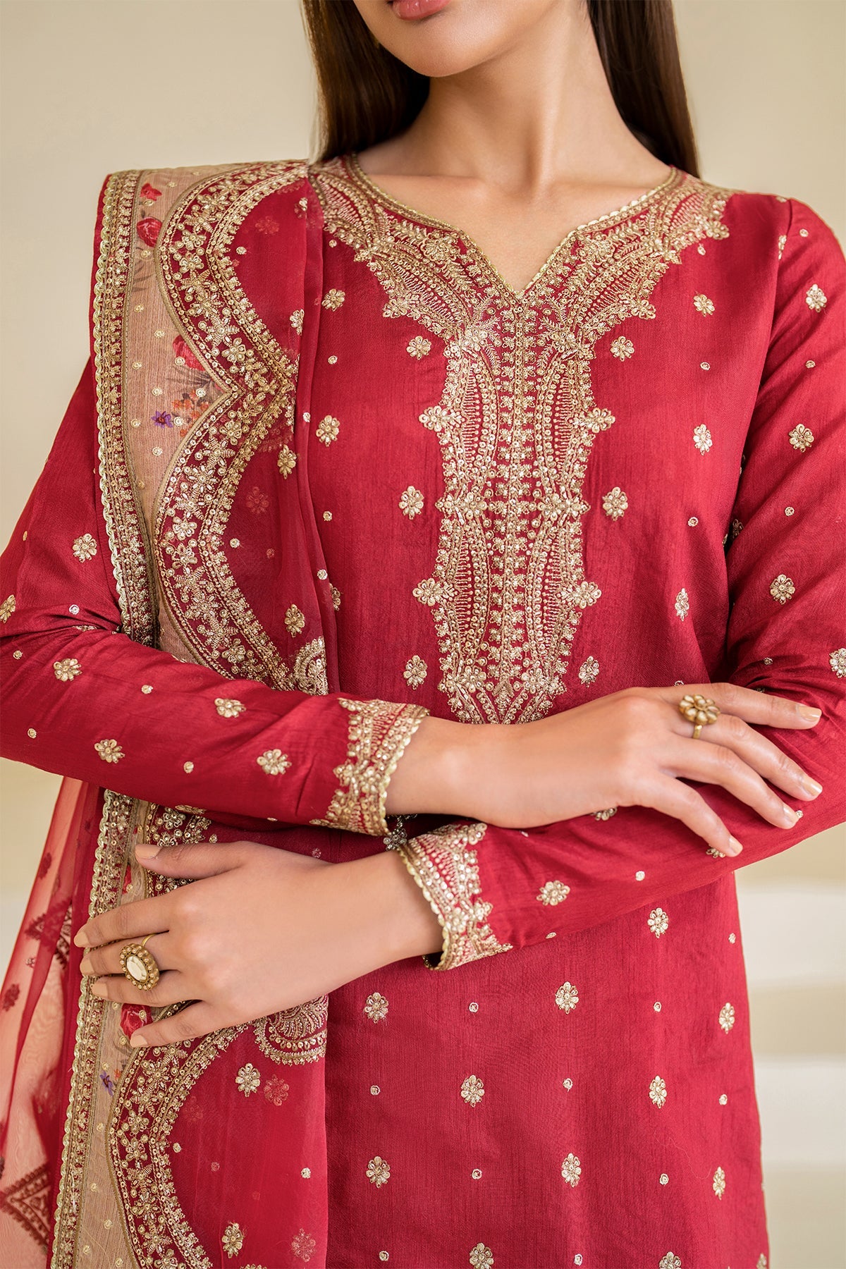 EMBROIDERED RAW SILK UR-7047