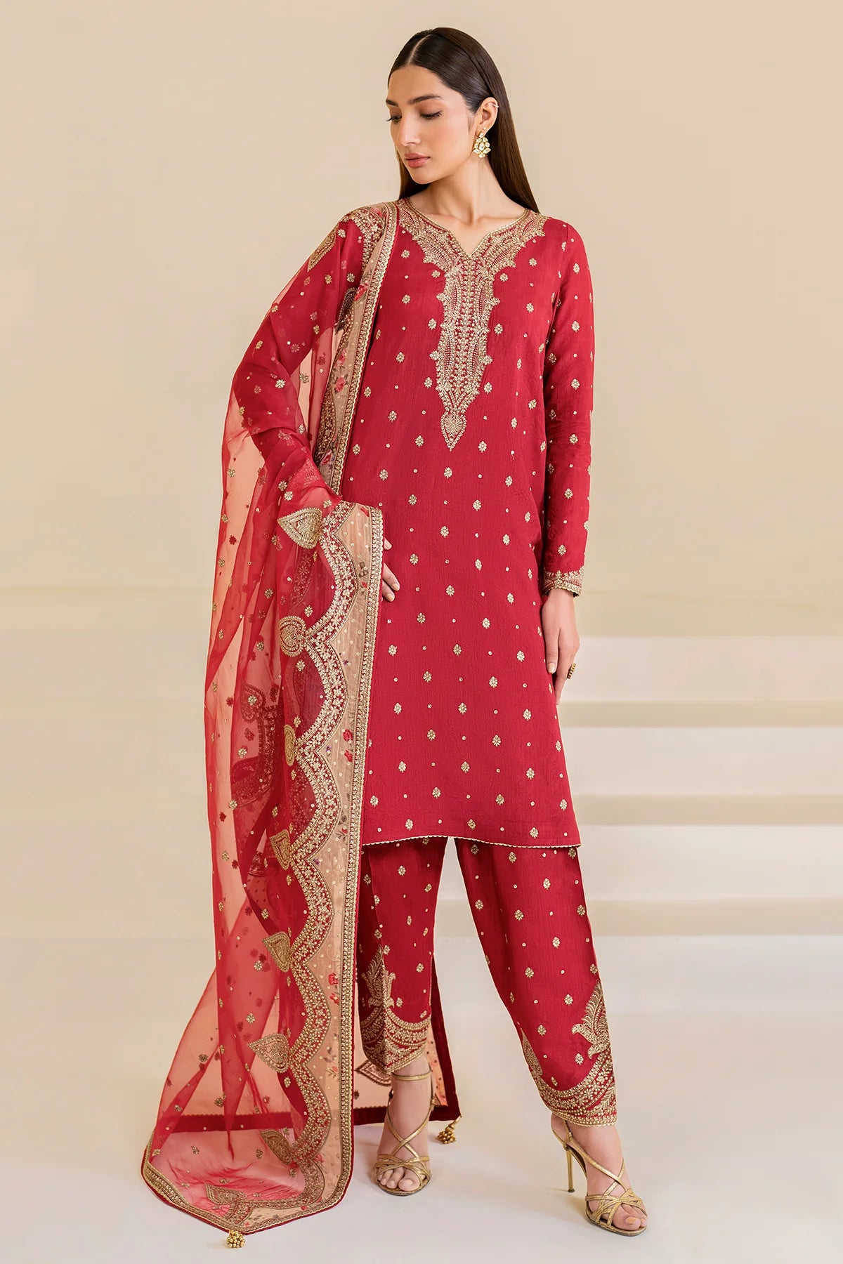 EMBROIDERED RAW SILK UR-7047