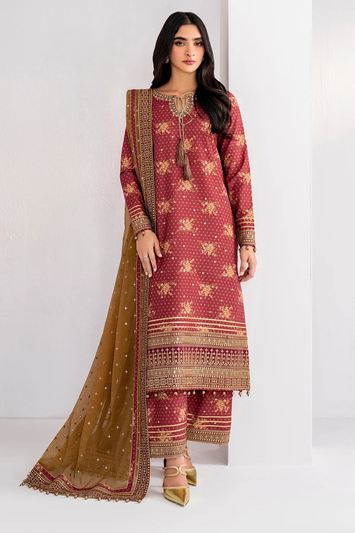 EMBROIDERED RAW SILK UR-7029