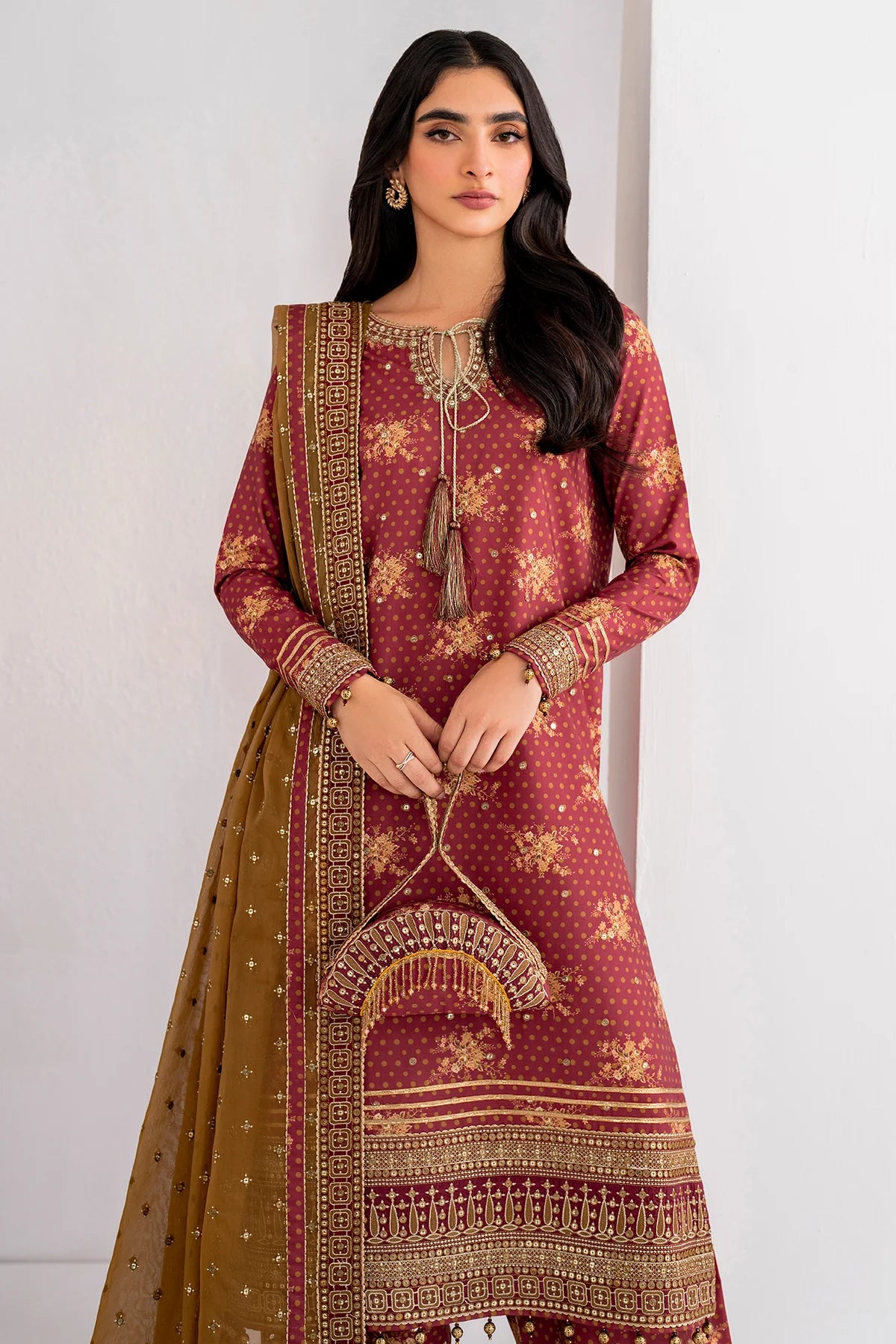 EMBROIDERED RAW SILK UR-7029