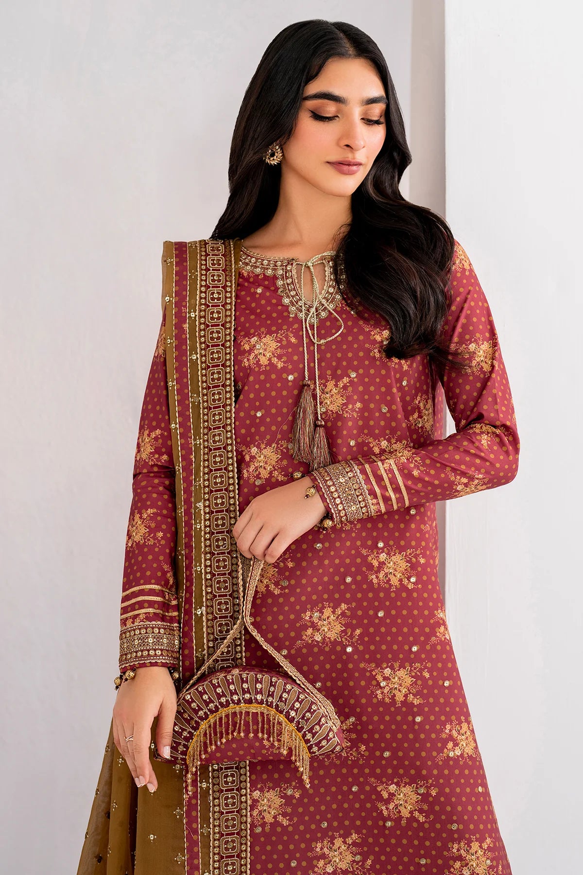 EMBROIDERED RAW SILK UR-7029