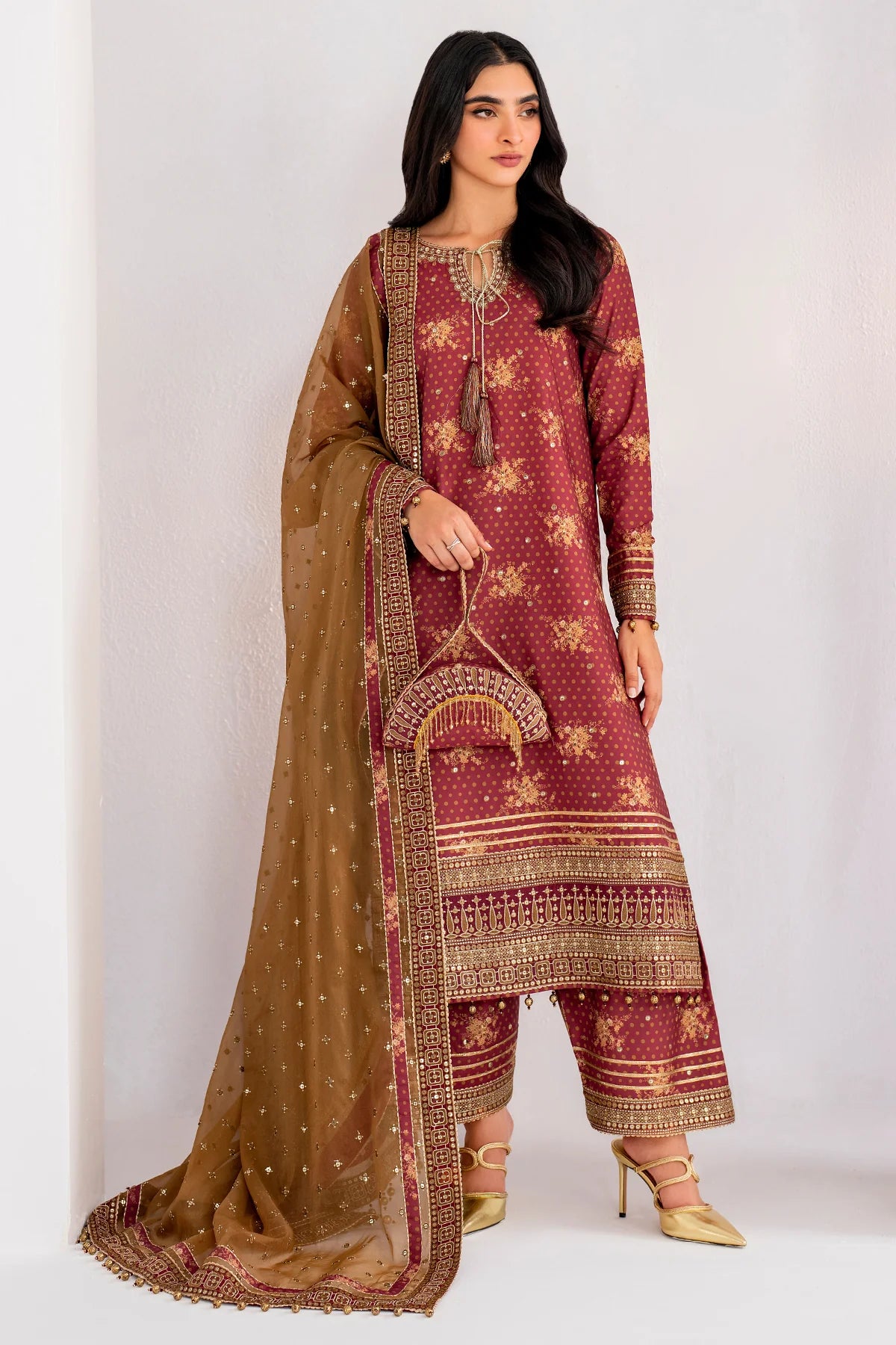 EMBROIDERED RAW SILK UR-7029