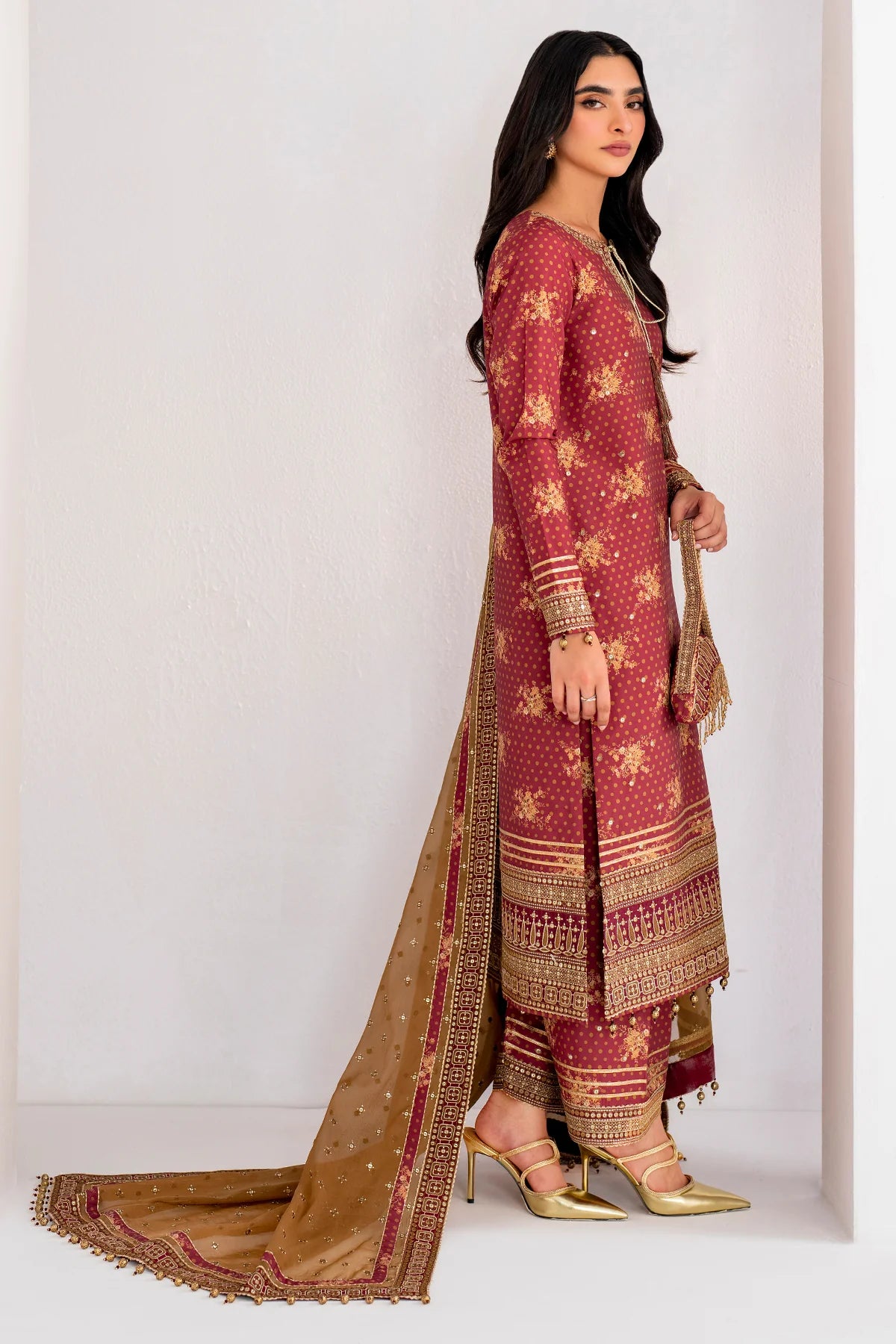 EMBROIDERED RAW SILK UR-7029