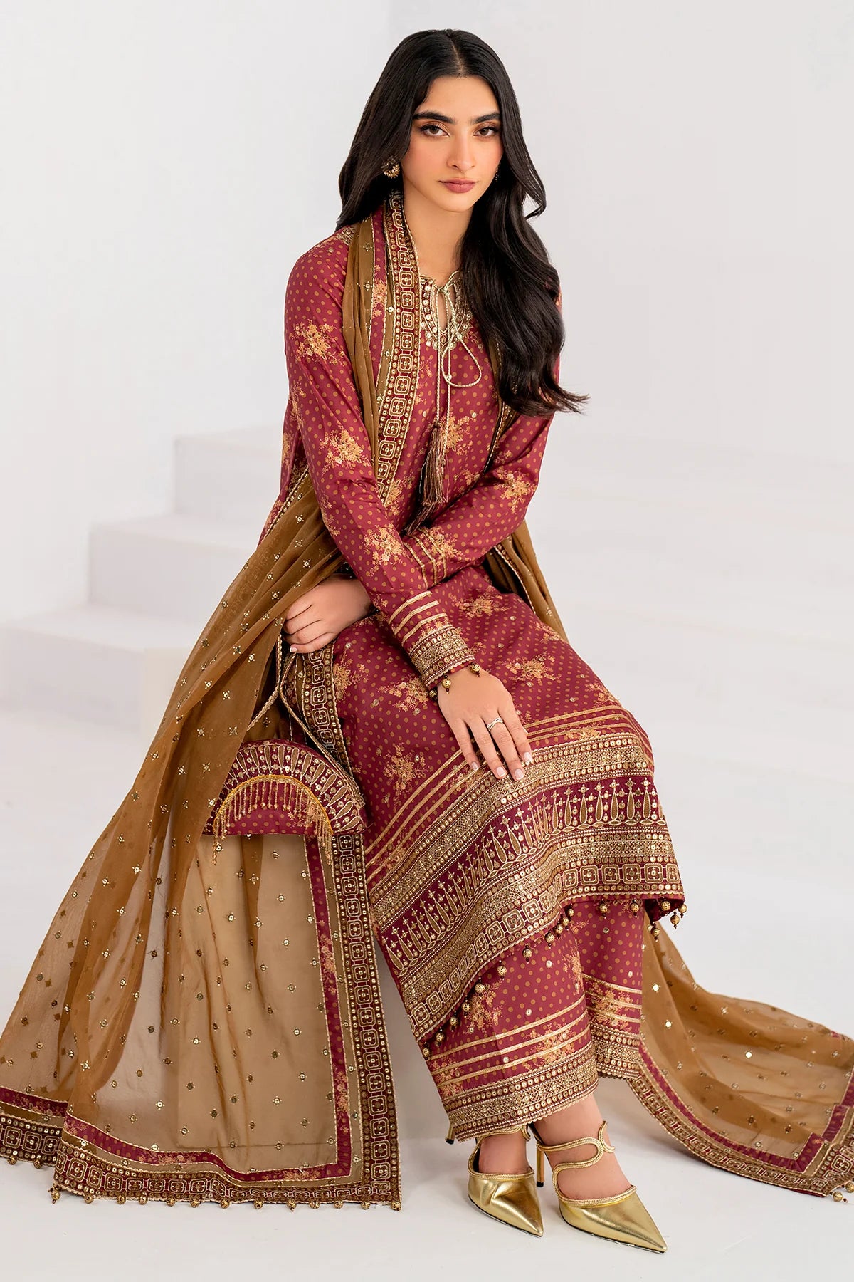 EMBROIDERED RAW SILK UR-7029