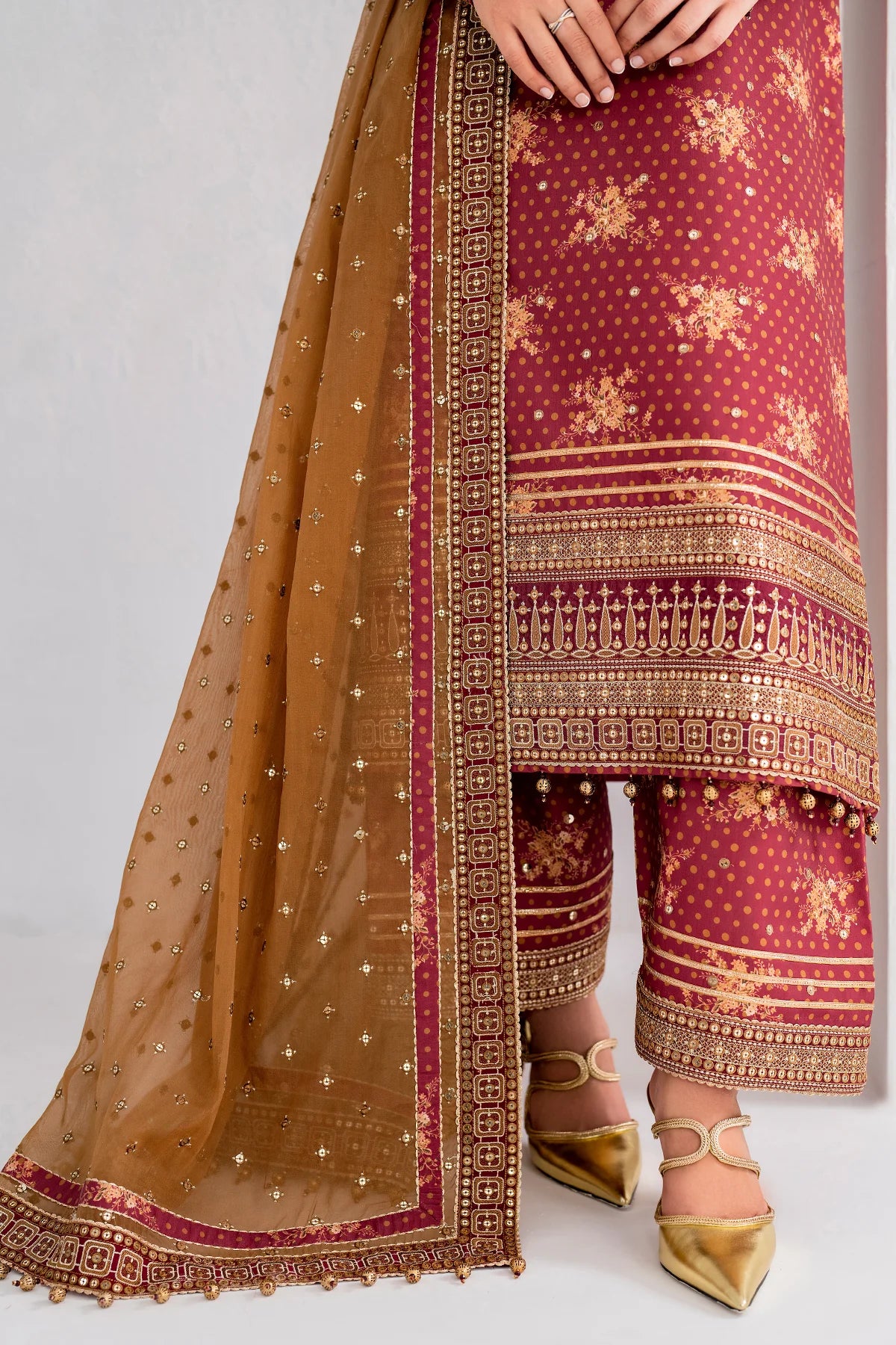 EMBROIDERED RAW SILK UR-7029