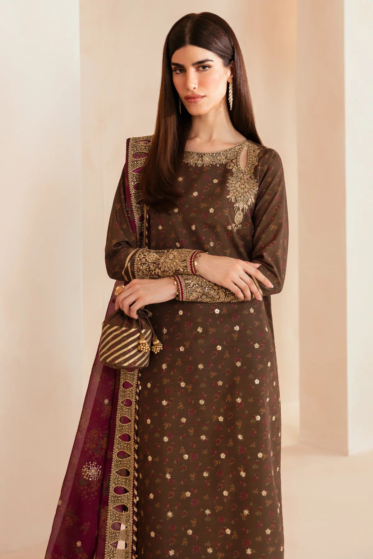 PREMIUM EMBROIDERED RAW SILK UR-7043