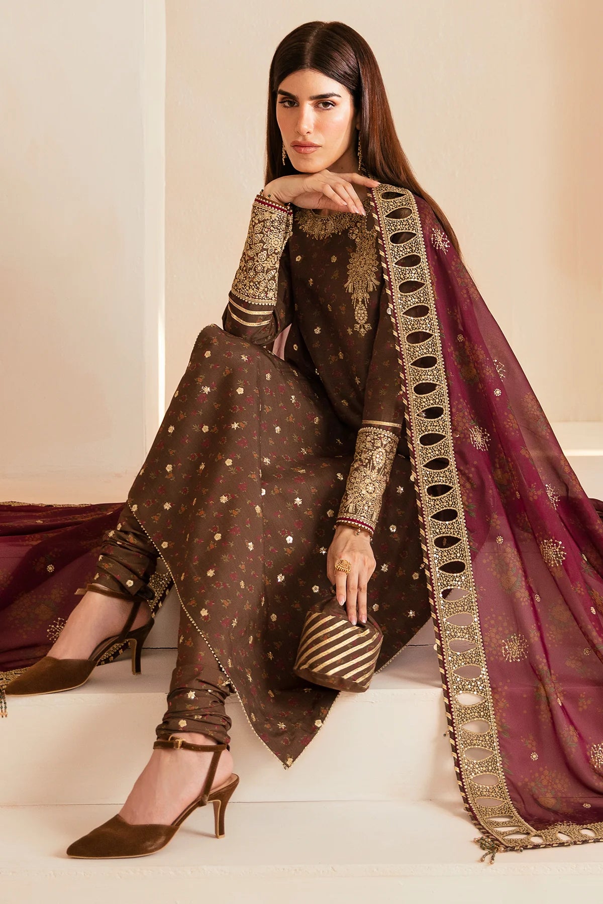 PREMIUM EMBROIDERED RAW SILK UR-7043