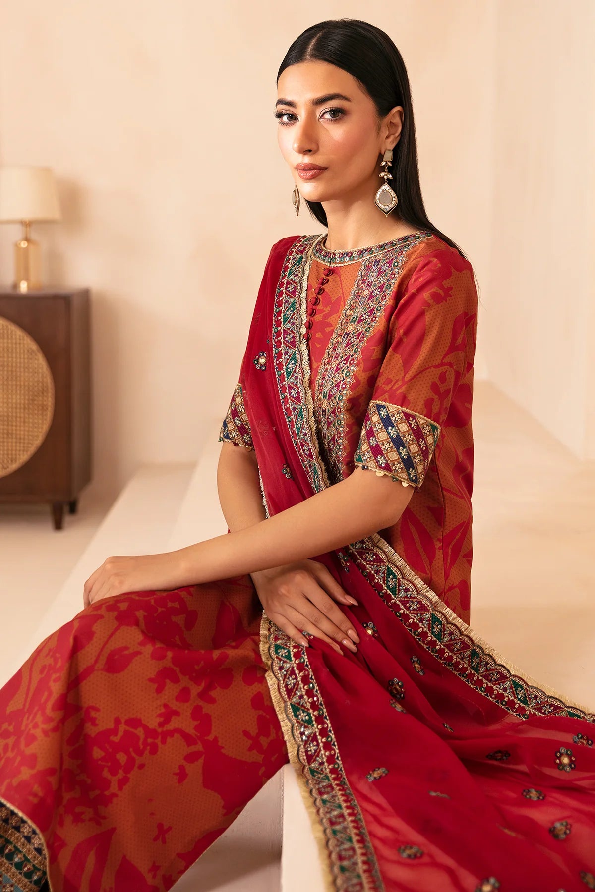 PREMIUM EMBROIDERED RAW SILK UR-7044