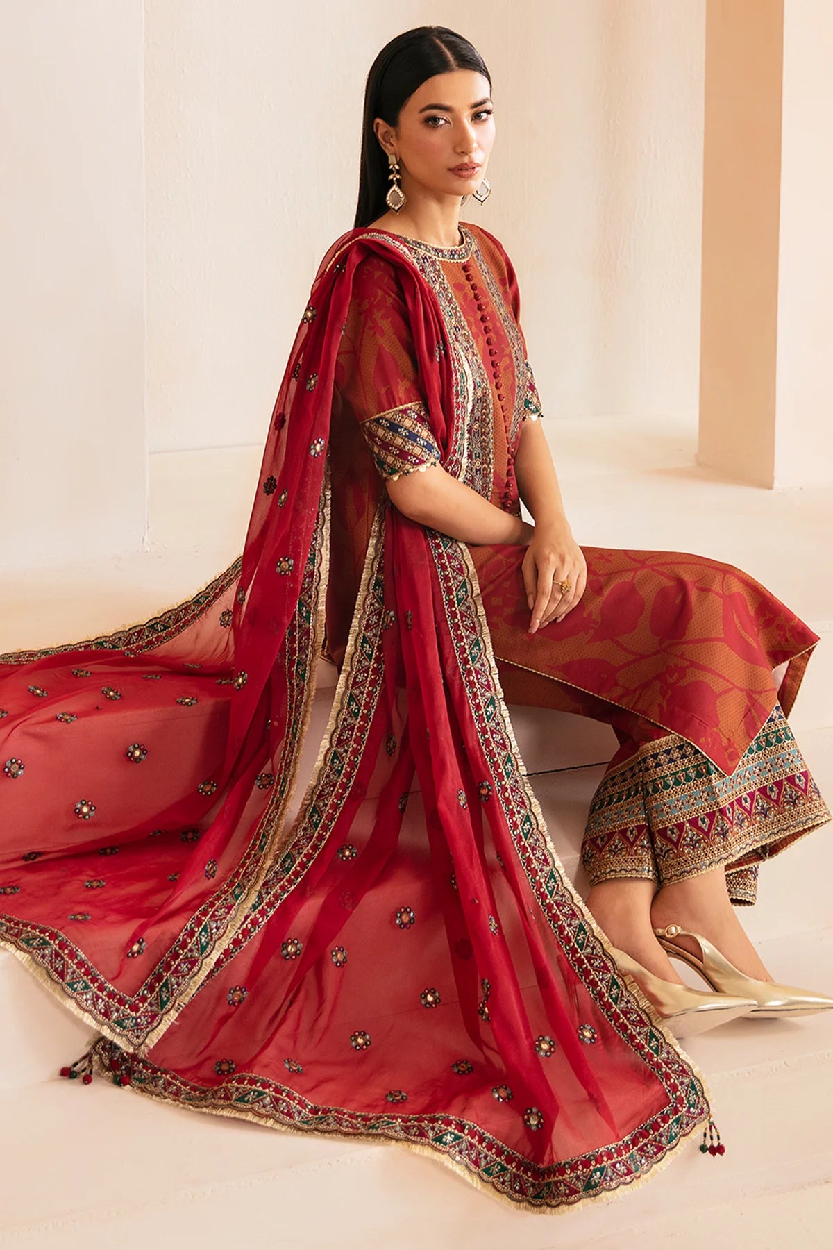 PREMIUM EMBROIDERED RAW SILK UR-7044