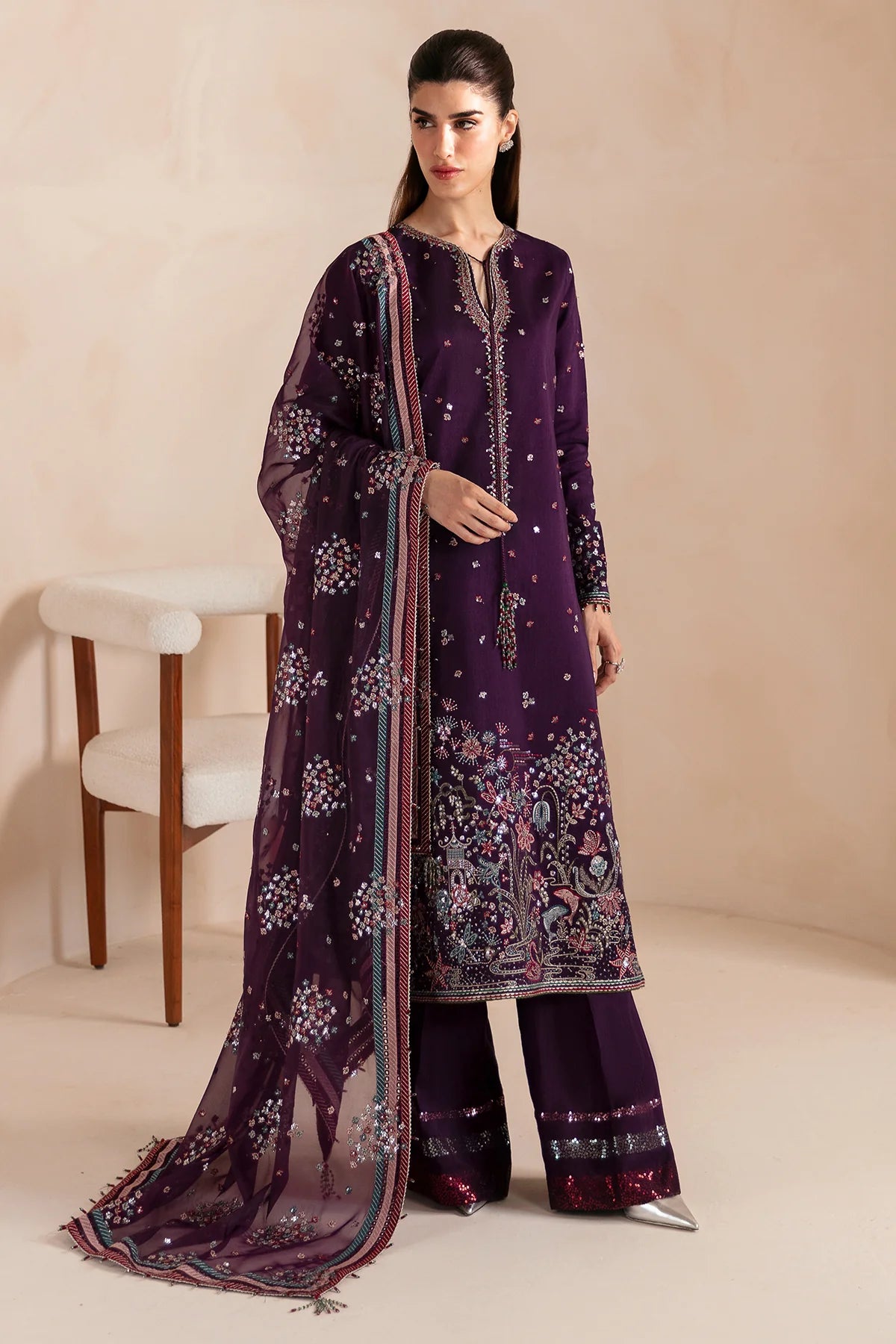 PREMIUM EMBROIDERED RAW SILK UR-7046