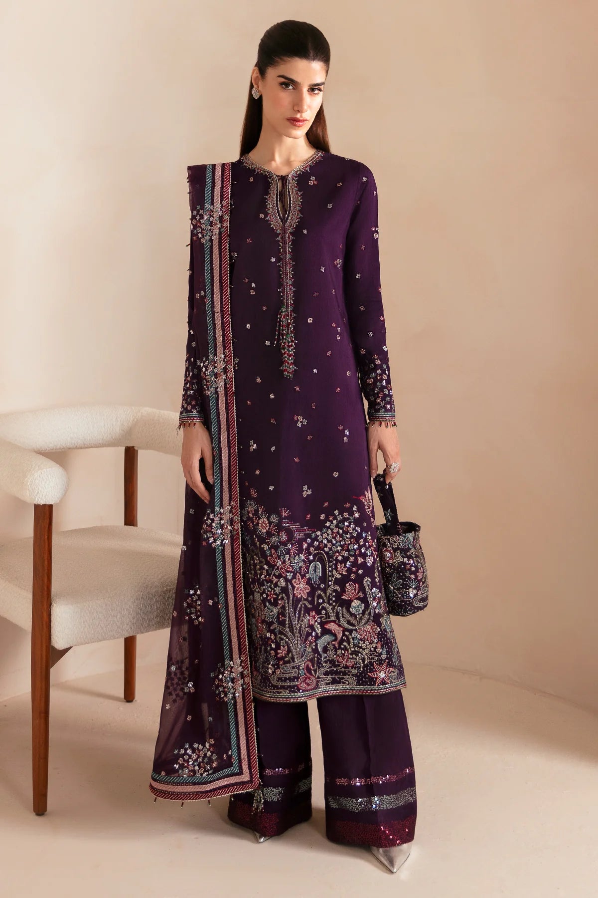 PREMIUM EMBROIDERED RAW SILK UR-7046