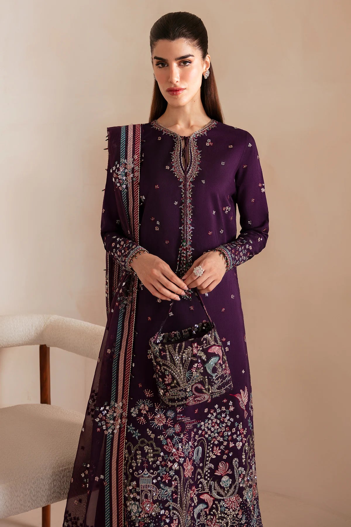 PREMIUM EMBROIDERED RAW SILK UR-7046