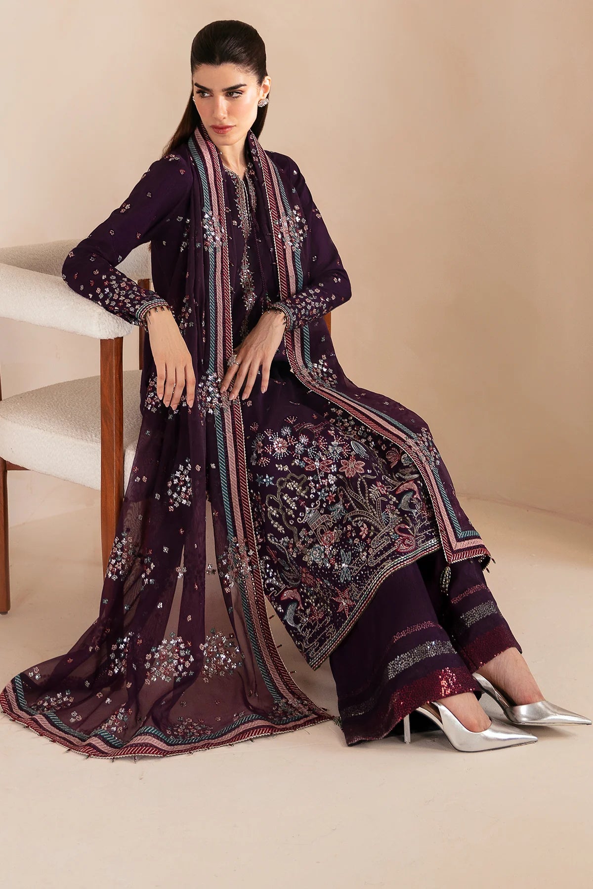 PREMIUM EMBROIDERED RAW SILK UR-7046