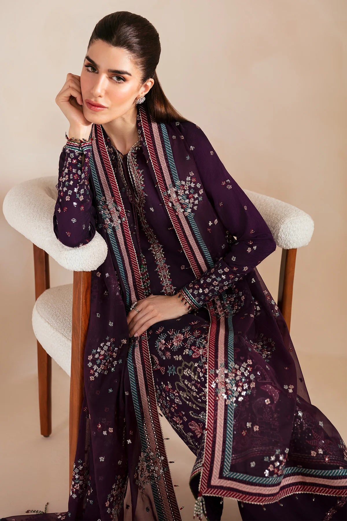 PREMIUM EMBROIDERED RAW SILK UR-7046