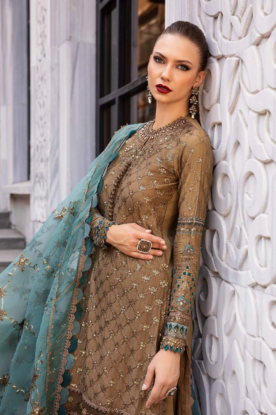 MARIA B | Sateen '24 | Embroidered Cotton Satin Suit | CST-808