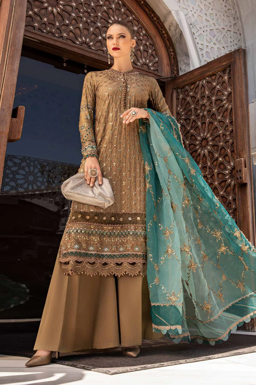 MARIA B | Sateen '24 | Embroidered Cotton Satin Suit | CST-808