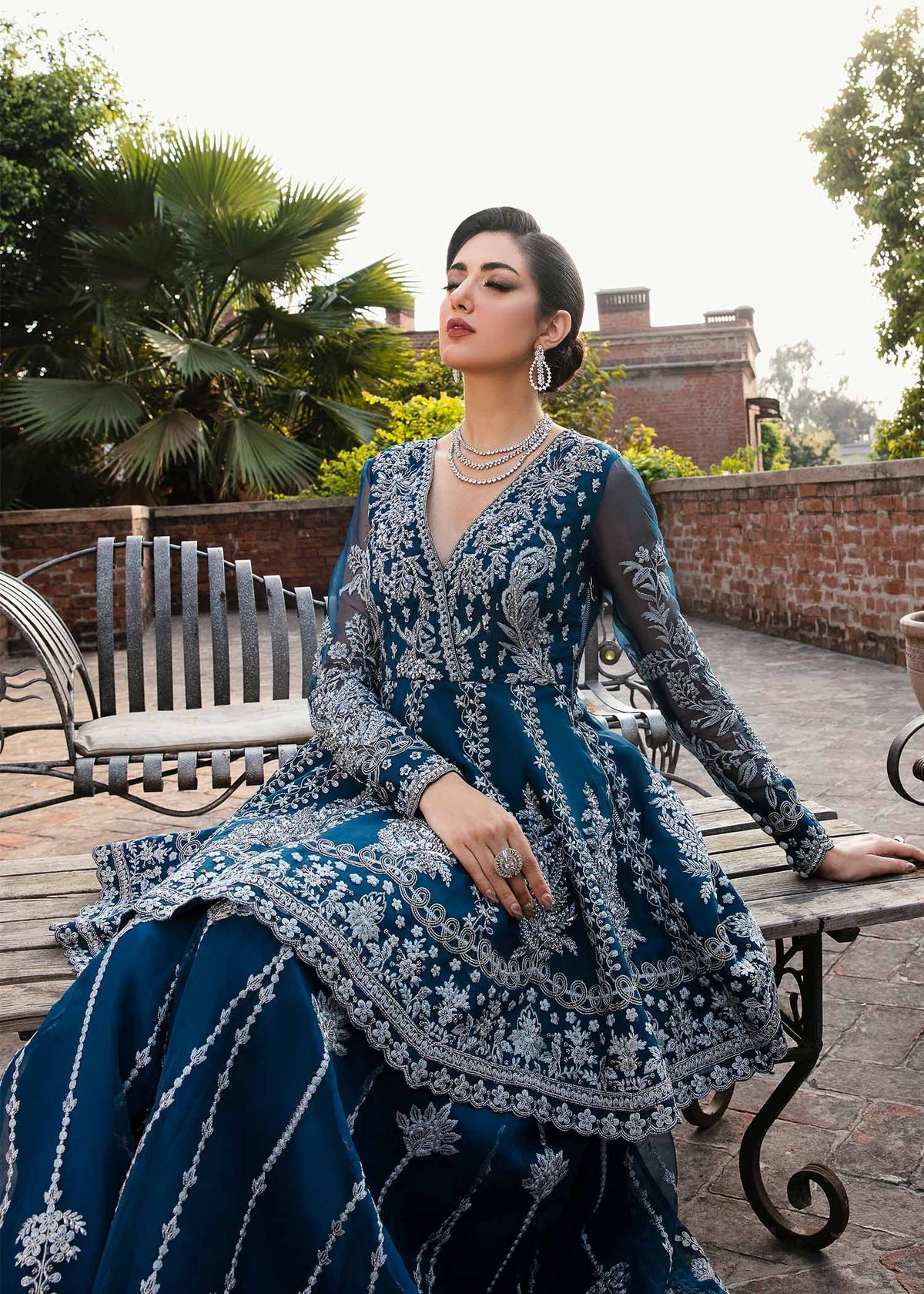 Akbar Aslam Nayara embroidered organza sharara detail