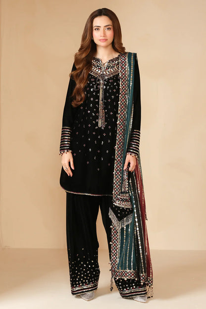 Shop JAZMIN Velvet Formal VF-2037 at Raz Ruya! Huge discounts on luxury Pakistani designer wear. Fast delivery to UK, USA & Canada. End-of-Year & New Year Sale!