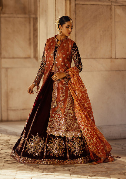 AIK Atelier Dastoor A2406 Pakistani velvet lehenga with net overlay
