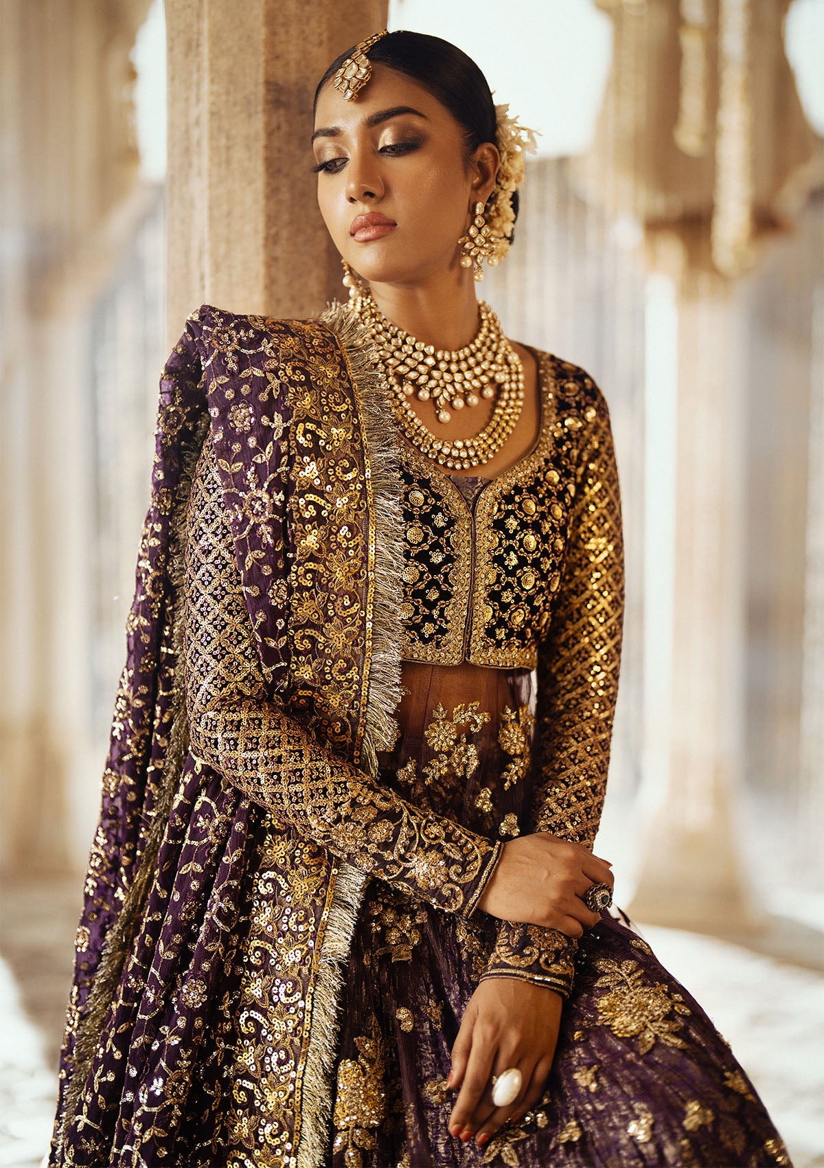 AIK Atelier Dastoor A2410 velvet bodice sitara detail