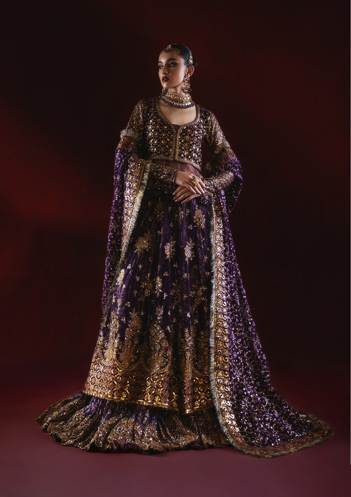 AIK Atelier Dastoor A2410 Pakistani velvet formal with chiffon dupatta