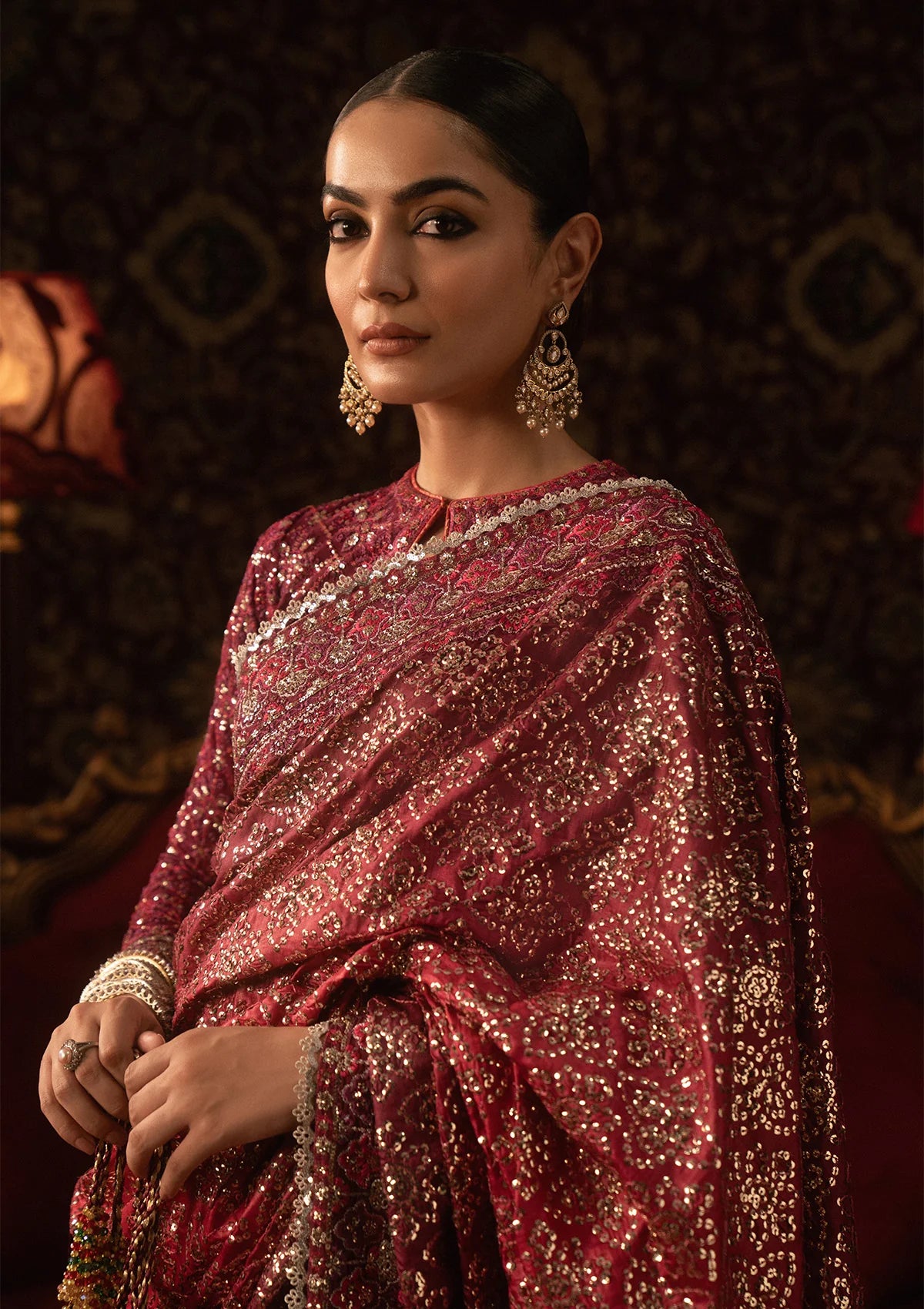 Elegant tussar silk saree with printed and embroidered fall and pallu, paired with medium silk blouse featuring embroidered sleeves, neckline, and petticoat for festive occasions.