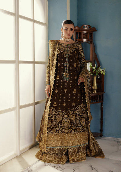 AIK Atelier Udaipur Look A2501 mehndi green embroidered velvet formal