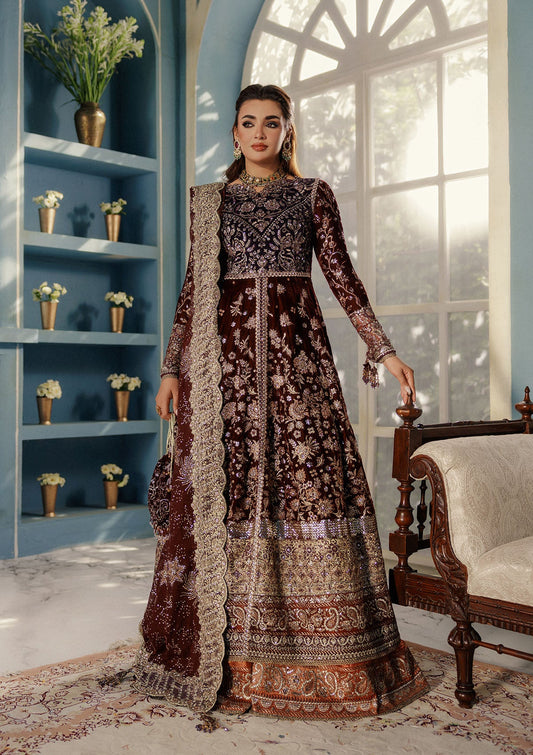 AIK Atelier Udaipur Look A2503 plum embroidered velvet panelled formal