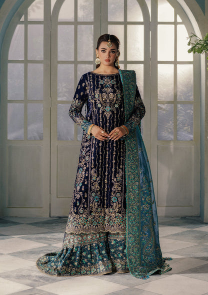AIK Atelier Udaipur Look A2510 dark blue embroidered velvet formal
