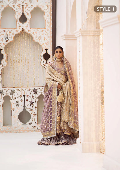 Luxury embroidered chiffon outfit with organza neckline, jamawaar pants and chiffon dupatta, styled as angrakha sharara or kalidaar crushed frock.!