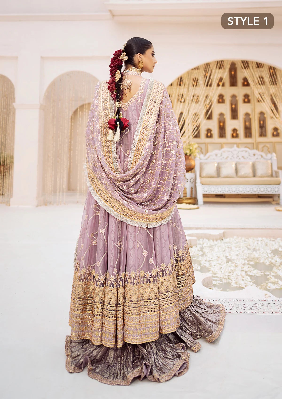 Luxury embroidered chiffon outfit with organza neckline, jamawaar pants and chiffon dupatta, styled as angrakha sharara or kalidaar crushed frock.!