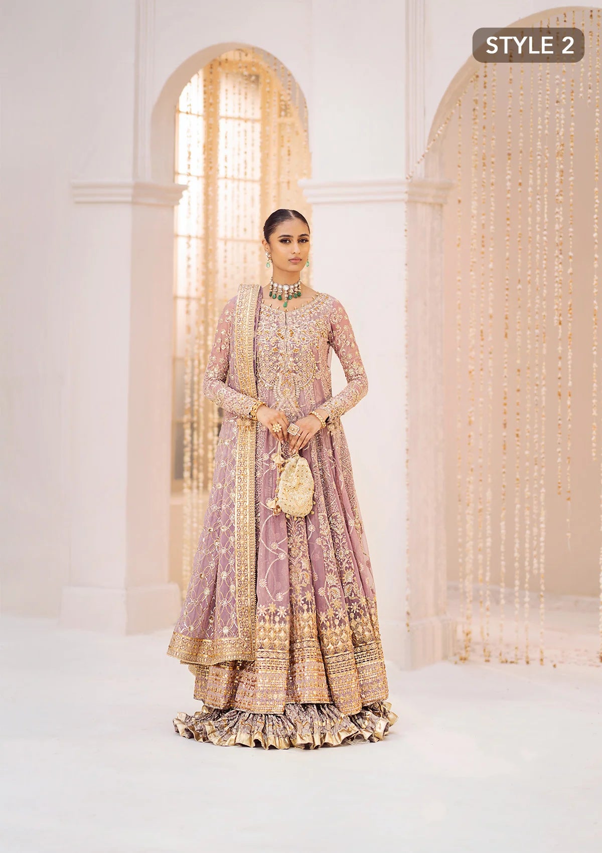 Luxury embroidered chiffon outfit with organza neckline, jamawaar pants and chiffon dupatta, styled as angrakha sharara or kalidaar crushed frock.!