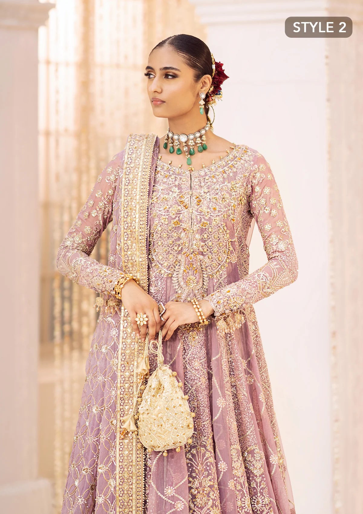 Luxury embroidered chiffon outfit with organza neckline, jamawaar pants and chiffon dupatta, styled as angrakha sharara or kalidaar crushed frock.!