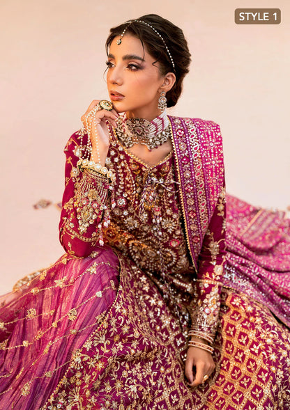 Luxurious kataan silk outfit with intricate jaal embroidery, embellished neckline, embroidered sleeves, crushed skirt or gharara styling, silk dupatta, and refined organza details.