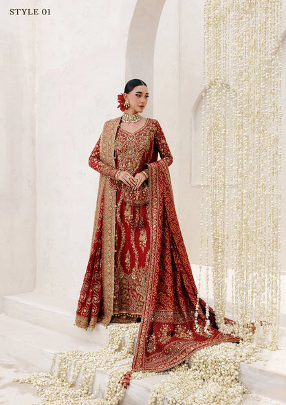 Graceful khaadi net ensemble with embellished neckline, detailed hem patches, organza borders, masoori silk pants, and a chiffon dupatta. Styled as a long shirt with farshi gharara or Hyderabadi shirt with churi pajama.