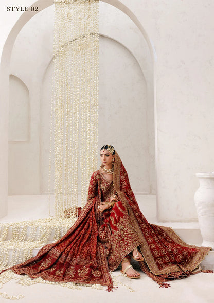 Graceful khaadi net ensemble with embellished neckline, detailed hem patches, organza borders, masoori silk pants, and a chiffon dupatta. Styled as a long shirt with farshi gharara or Hyderabadi shirt with churi pajama.