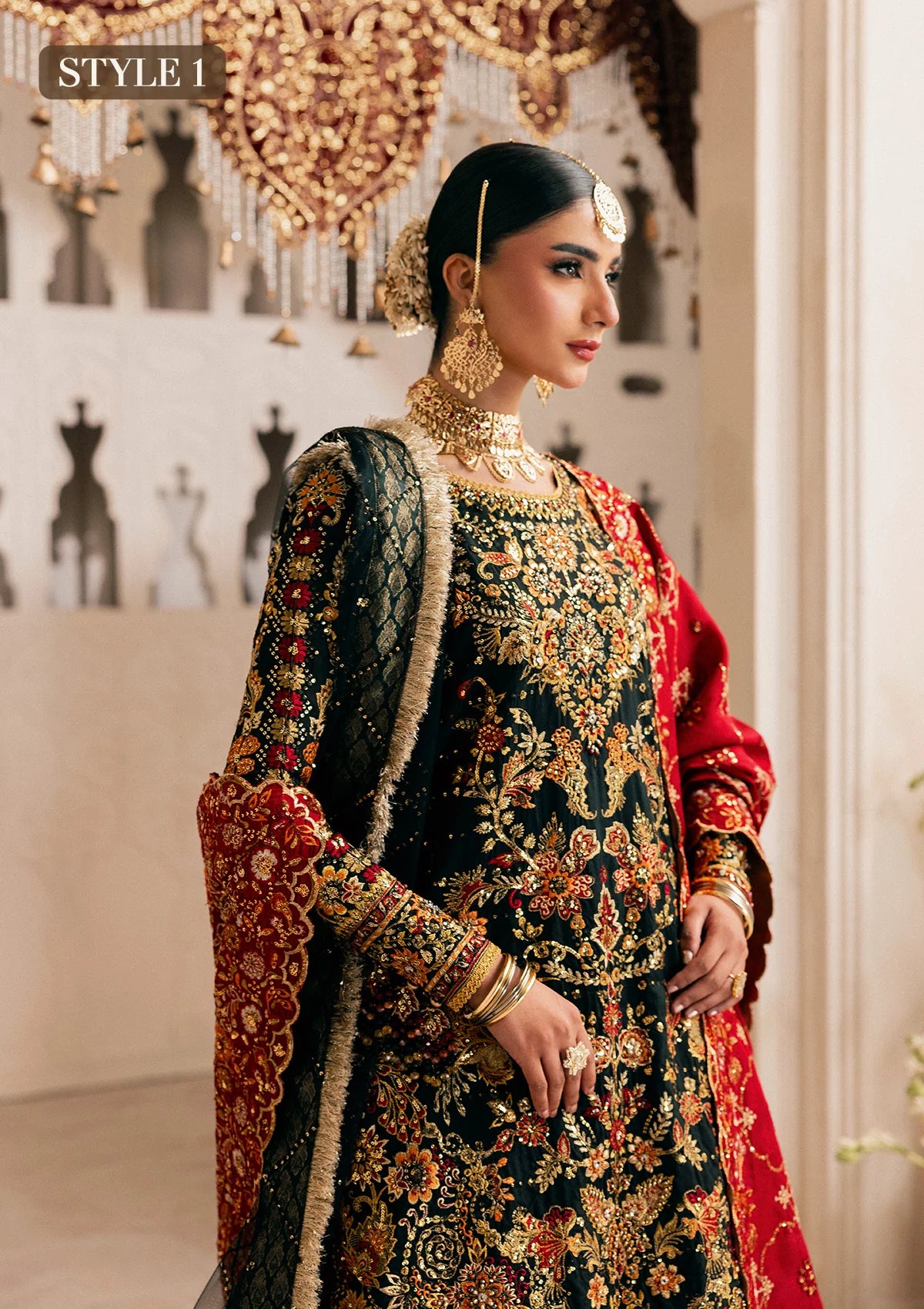 Shop embroidered Kataan silk dress with jamawar pants & silk dupatta. Features long shirt & farshi gharara or slit style—perfect for weddings.