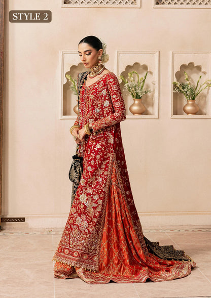 Shop red medium silk embroidered dress with masoori pants & silk dupatta. Features open front shirt with sharara or gharara—ideal for festive wear.